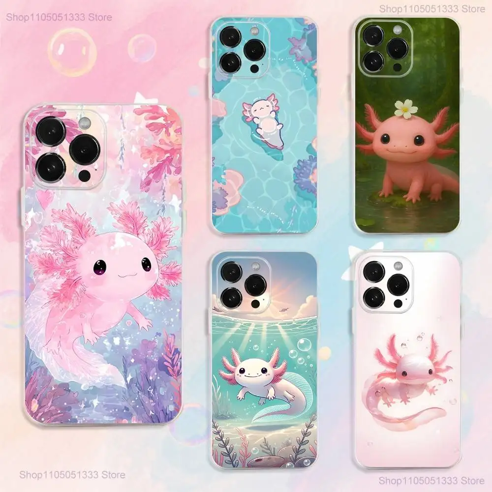 

Cute Axolotl Transparent Soft Cover Phone Case For iPhone 17,16,15,14,13,12,11 Pro,Max,Plus,X,XS,XR,SE4,E Mini