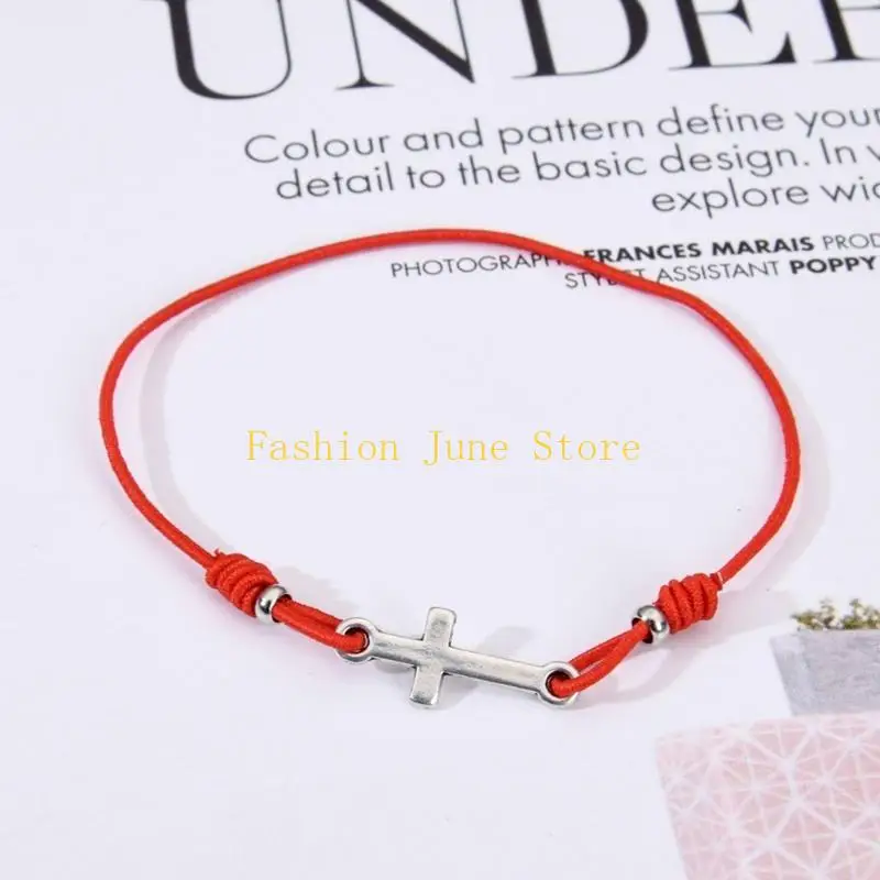 N5KA Handmade Knitted Bracelet Set for Cross Wristband Stretch Hand Cord Sideways for