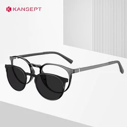 KANSEPT Clip-on Shades Female Magnetic Mens Sun Glasses Frames for Women Polarized Sunglasses Women's Eyeglass Frame Glass Grade