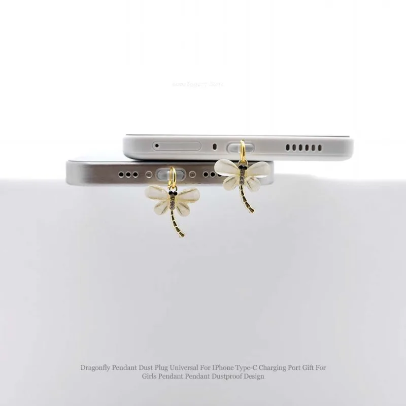 

Dragonfly Pendant Dust Plug Universal For IPhone Type-C Charging Port Gift For Girls Pendant Pendant Dustproof Design