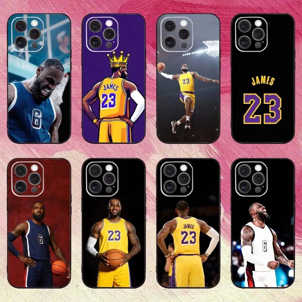 

Basketball L-Lebron James 23 Phone Case For iPhone17,16,15,14,13,12,11 Plus,Pro Max Soft Black Cover