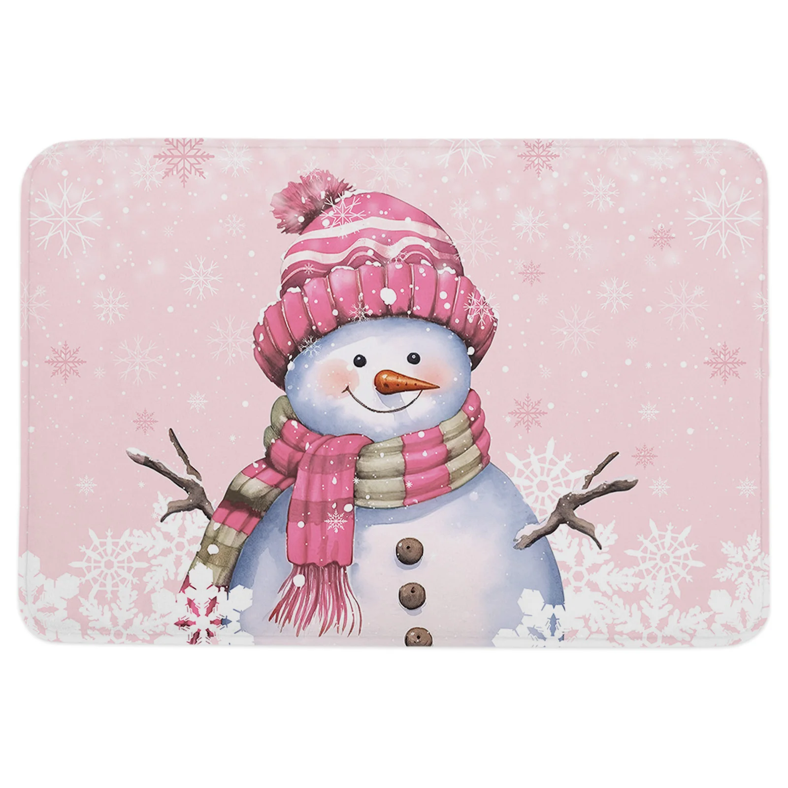 Christmas Winter Snowflake Snowman Pink Doormat Home Decorations Carpet Navidad Ornament New Year Gifts Xmas Party Decor Rug Mat