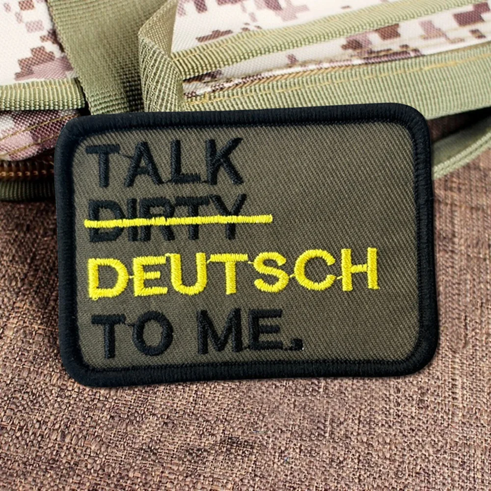 Тактическая нашивка Talk Dirty German to Me Morale, забавная вышивка, застежка-крючок, наклейка, значок для рюкзака, кепка Molle, джинсы