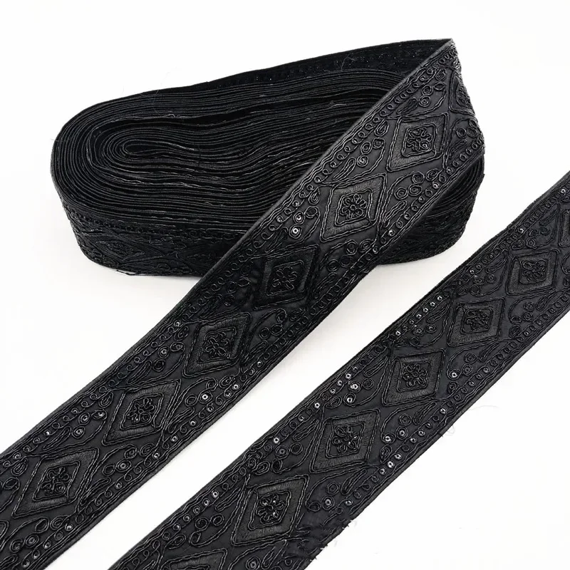 1 Yards Black Fabric Ribbon Lace Trims Clothing Decorative Embroidered