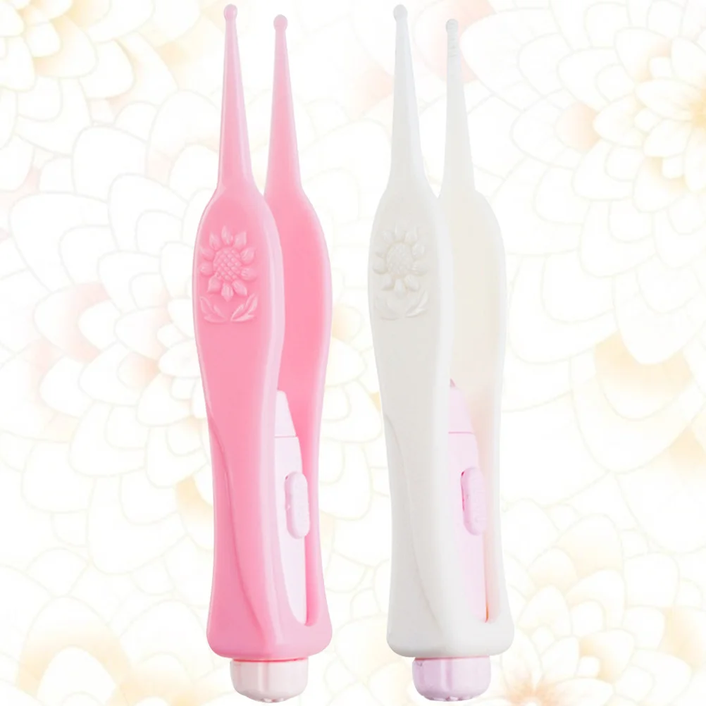 2 Stück sicherer, flexibler LED-Ohrreiniger aus Kunststoff, sichtbare Ohrstöpsel, tragbares Ohrenschmalz-Entfernungswerkzeug für Baby- und Kleinkinder, Ohrenreiniger