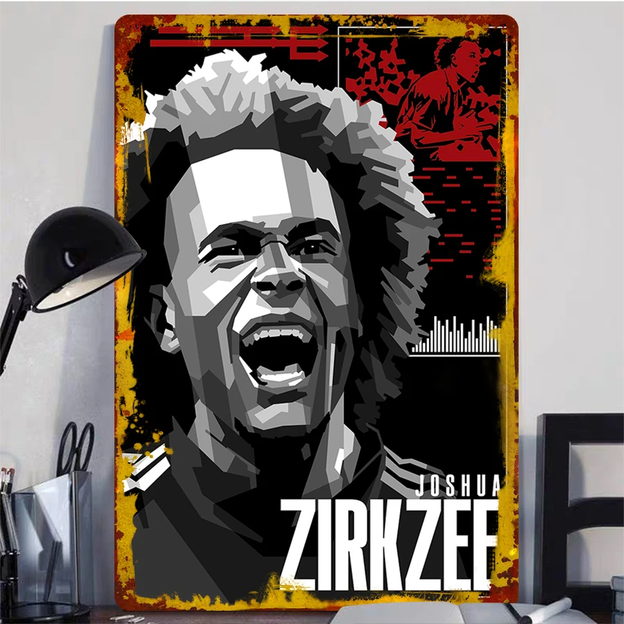 Football Star Joshua Zirkzee Art Decor Poster Metal Iron Wall Decoration Home Bar Fan Collection Souvenir