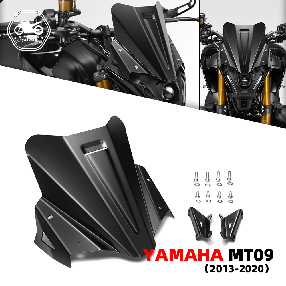 

Motorcycle Accessories Black Windshield Visor Sport Windscreen For YAMAHA MT-09 2021-2022 MT09 2021 2022 FZ09 FZ-09 Double Foam
