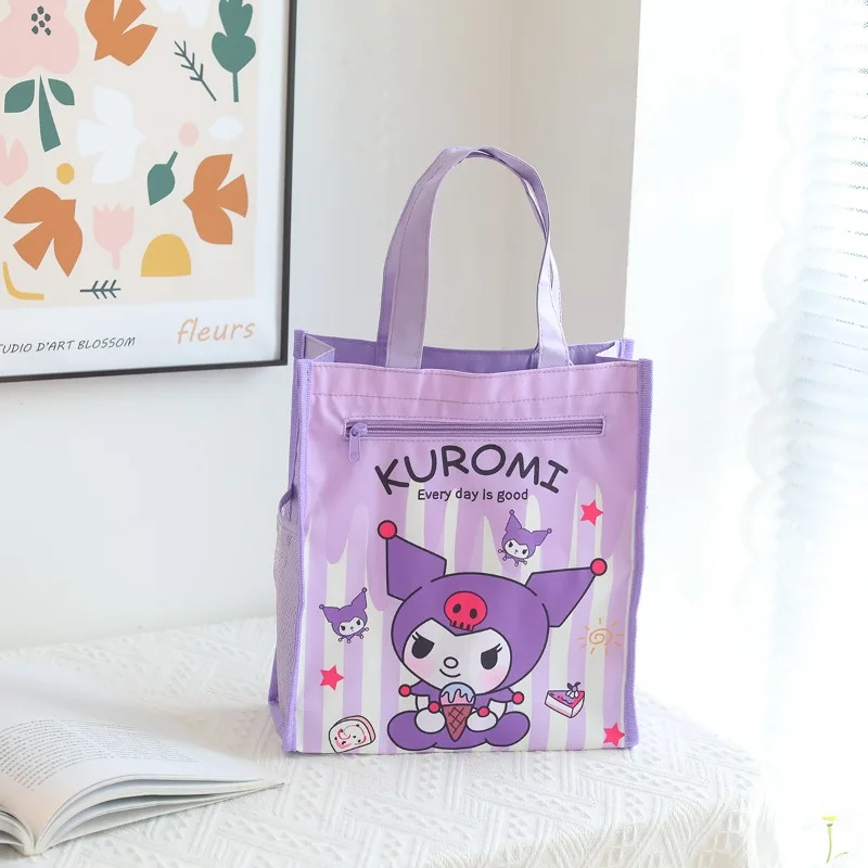 Torba na zamek Sanrio Cartoon Cinnamoroll Anime Kuromi Hello Kitty Dziecięca Torba o Dużej Pojemności na Dokumenty Prezent dla Ucznia