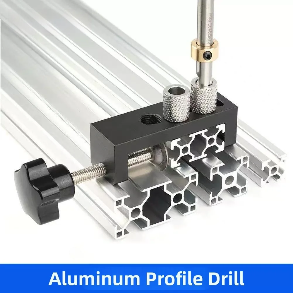 1set Aluminum Profile Drilling Jig Tool For 2020 2040 3030 With Single Hole For Metalworking Drilling Tools Accessories