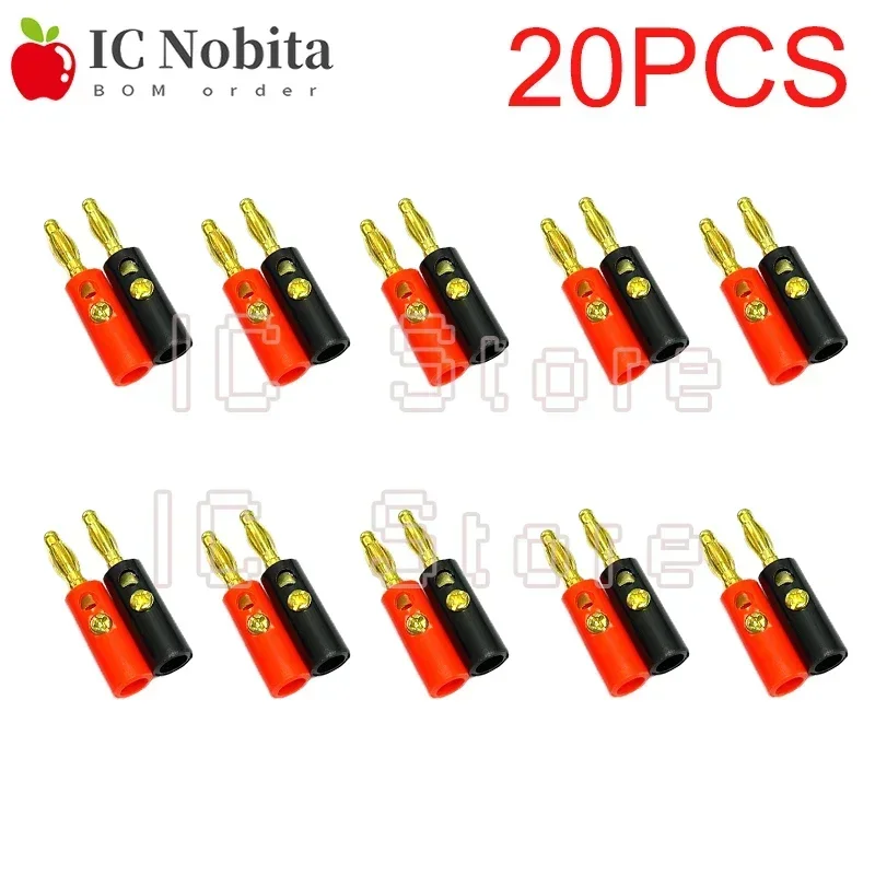 4mm Solderless Side Stackable Banana Plug Plugs Gold Plated Musical Speaker Cable Wire Pin Multimeter Plug