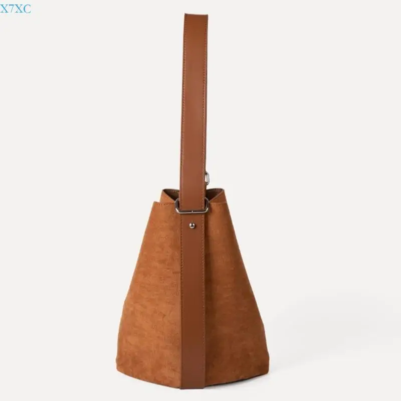 

X7XC Fashionable Armpit Bag Contrast Soft PU Leather Handbag Slouchy Bag Women's Shoulder Bags Large Shopper Bag