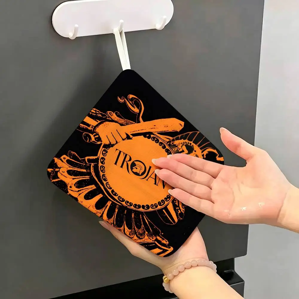 Trojan Records Logo Polyester Cotton Hand Wiping Towel, Hanging Towel, Quick Dry for Kitchen Bathroom Daily Supplies