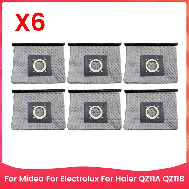 6 шт. вакуумный мешок для пыли для Midea, Electrolux для Haier QZ11A QZ11B, нетканые мешки для пыли для пылесоса