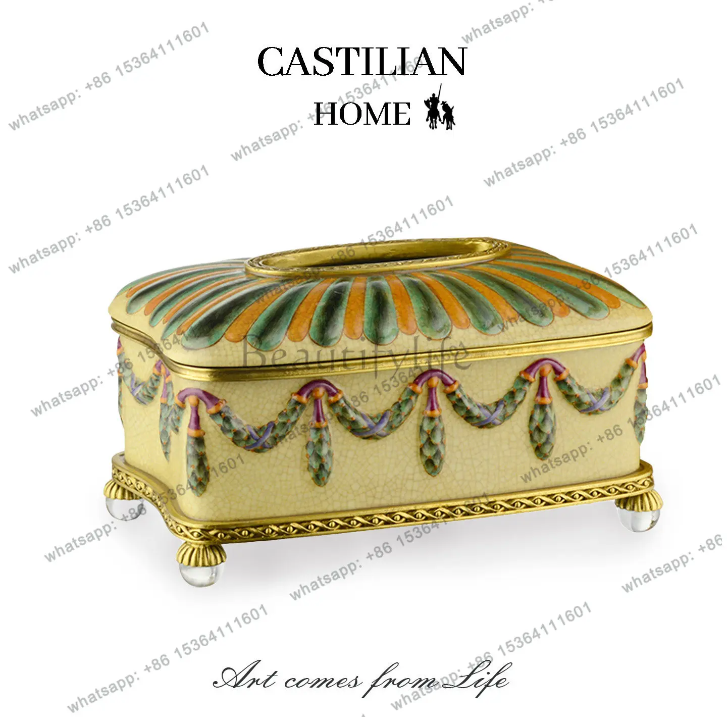 European retro style ceramic tissue box high-end light luxury high-end pumping carton C5931