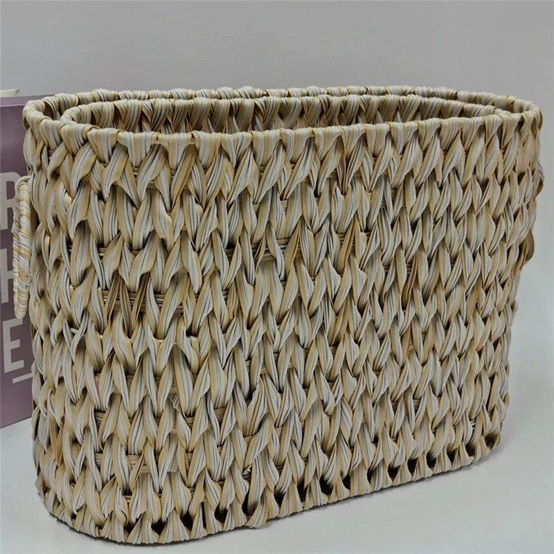 

AB15-Storage Woven Basket,Waterproof Wicker Basket With Handles,Organizing Woven Basket,Pantry Basket,Wicker Storage Basket