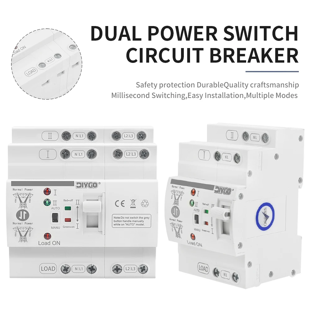 2P 4P Smart ATS Dual Power Automatic Transfer Switch 80A Din Rail Electrical Selector Switch Uninterrupted Power Circuit Breaker