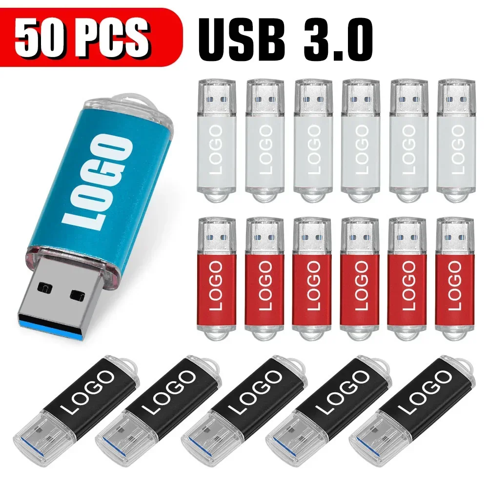 50 шт. в партии USB 3.0 Pen Drive 8 ГБ Оптовая память USB Flash Drives 64 ГБ Memory Stick 32 ГБ Черный U-диск Креативный подарок 16 ГБ