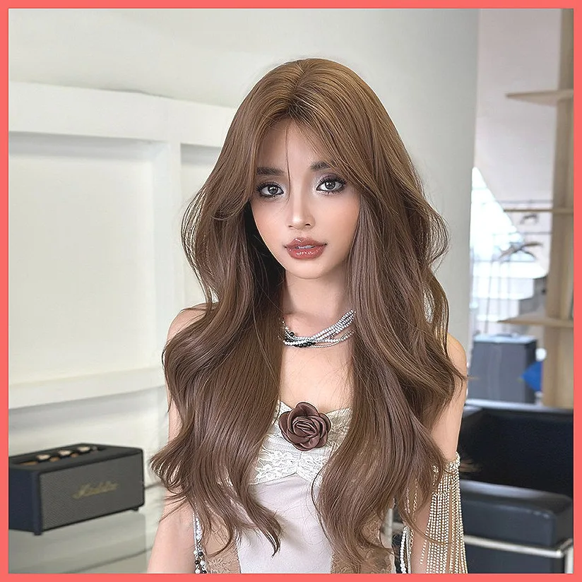 

Длинный волнистый синтетический парик для женщин, с центральным пробором, термостойкий, на всю голову, популярный летний аксессуар для волос
