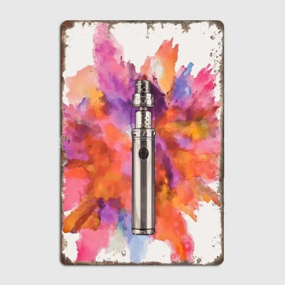 Vape Stick Coloursplash  Retro Vape Theme Metal Plaque for Man Cave Wall Decor, Great Addition To E-cig Collection