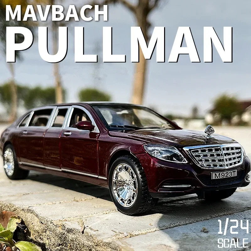 

Модель автомобиля в масштабе 1:24 Maybach S600 Pullman из сплава Luxy, модель литая под давлением, искусственный звук и фотоэлемент, подарок для детских игрушек