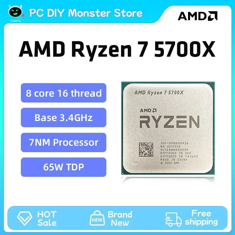 

New! AMD New Ryzen 7 5700X R7 5700X 3.4GHz 8 Core 16 Thread CPU Processor 7NM L3=32M Socket AMD AM4 Gaming processador процессор