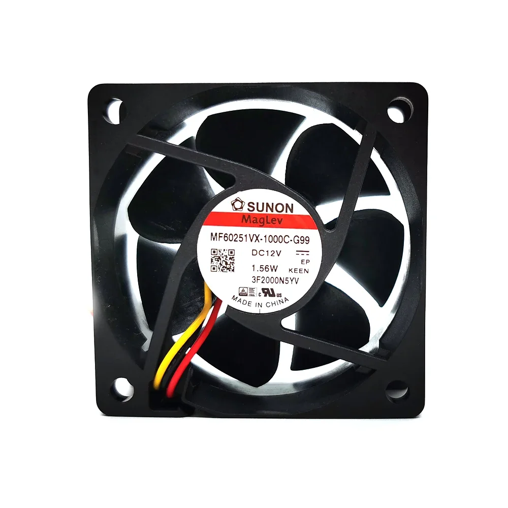 Ventilador de refrigeração para Sunon MF60251VX-1000C-G99 6025, 6cm x 60mm x 25mm, DC 12V, 1.56W, 3 fios, 3Pin