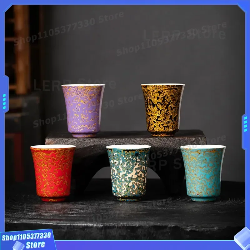 Handmade Lacquer Tea Set Master Cup Pure Ceramic Teacup Retro High End Guest Cup Intangible Cultural Heritage Smelling Cup