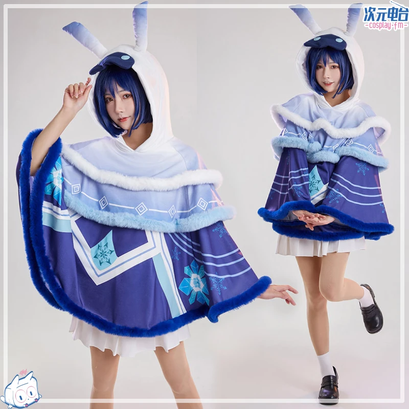 

Abyss Mage Blue Cloak Genshin impact Role Cosplay Costume Ice system Abyss Mage New Skin Suit Coat Costume Haori Halloween