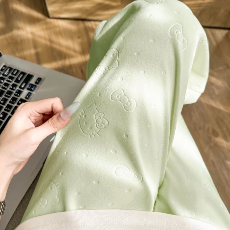 

​​Women's Hello Kitty Thermal Fleece Lounge Pants - Soft Cozy Elastic Waist, Cute Cartoon Print, Comfy Home Wear​​ Clothing