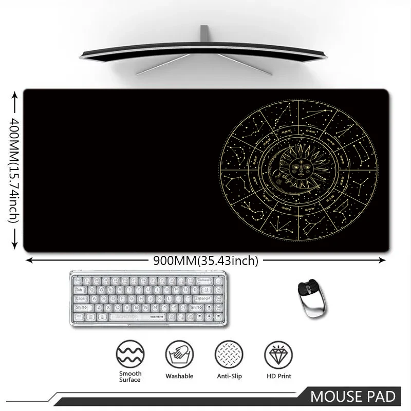 Horoscope Chart Mouse Pad Black Large Computer Office Game Table Mats XXL Rubber Anti-slip PC Keyboard Mousepads Long Desk Pads