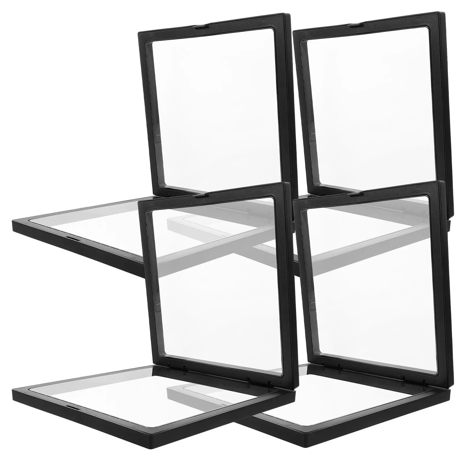 

4Pcs 3D Floating Jewelry Display Frame Ring Display Case Transparent Desktop Organizer Storage Box Displaying Jewelry Case