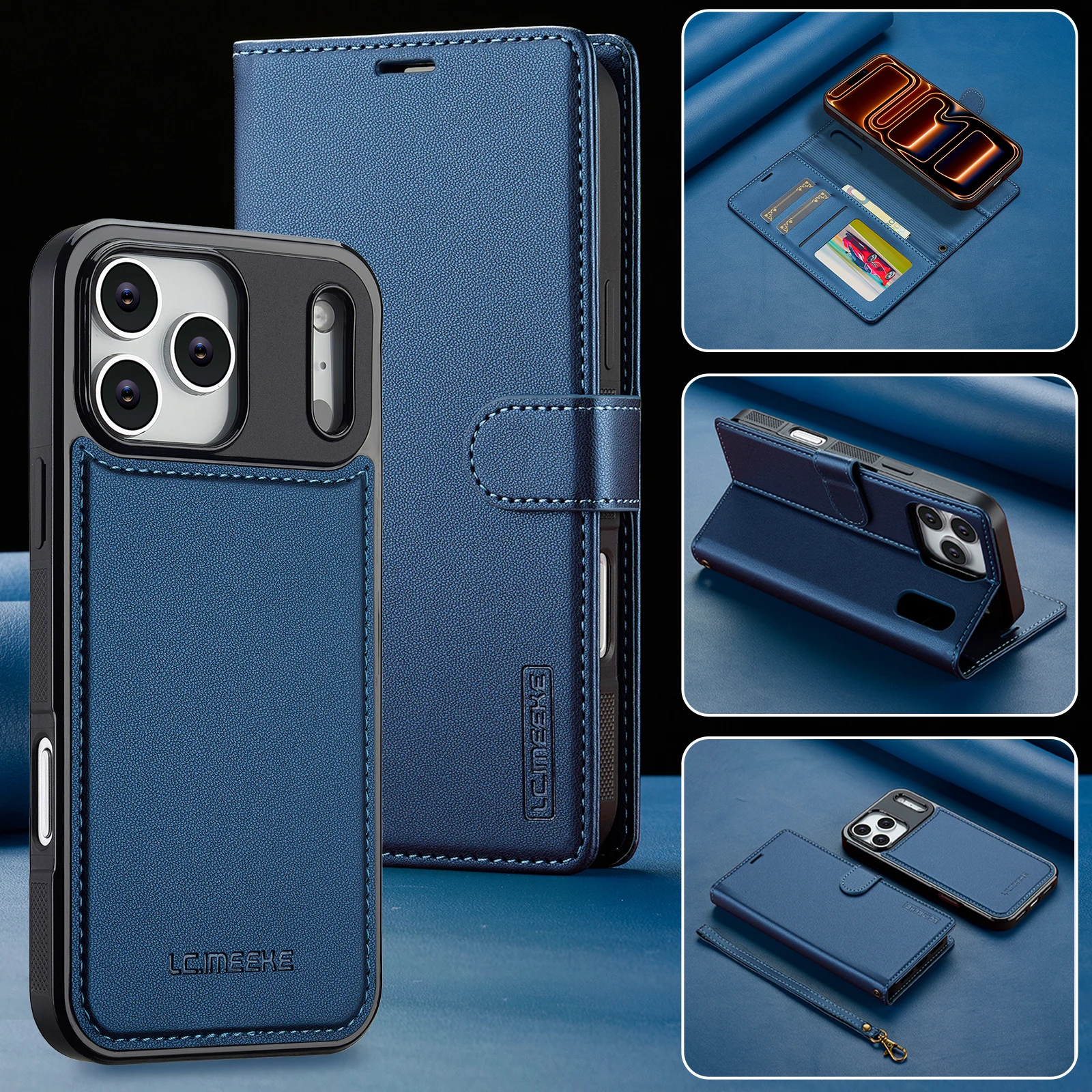 2 in 1 flip Für Magesafe Magnetische Leder Wireless Charge telefon fall für iphone 17 16 15 14 plus 13 12 11 pro max 16e air cover