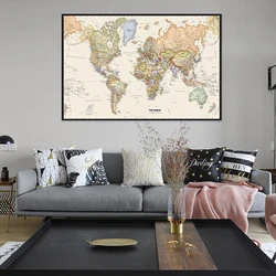 60*40cm The Retro World Map with Details Canvas Painting Wall Art Poster for School Education Supplies Decoratio