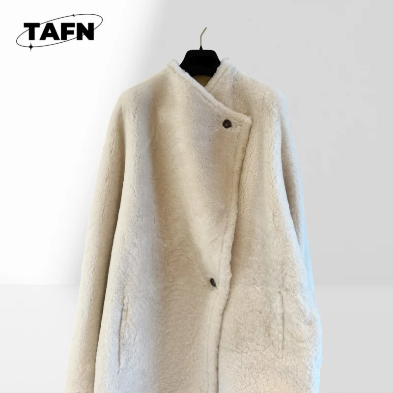 Loose Fit Casual Overcoat for Daily Wear Women's Spring Autumn Button-Up Overcoat  Soft Mid-Length Coat with Belt AK0410