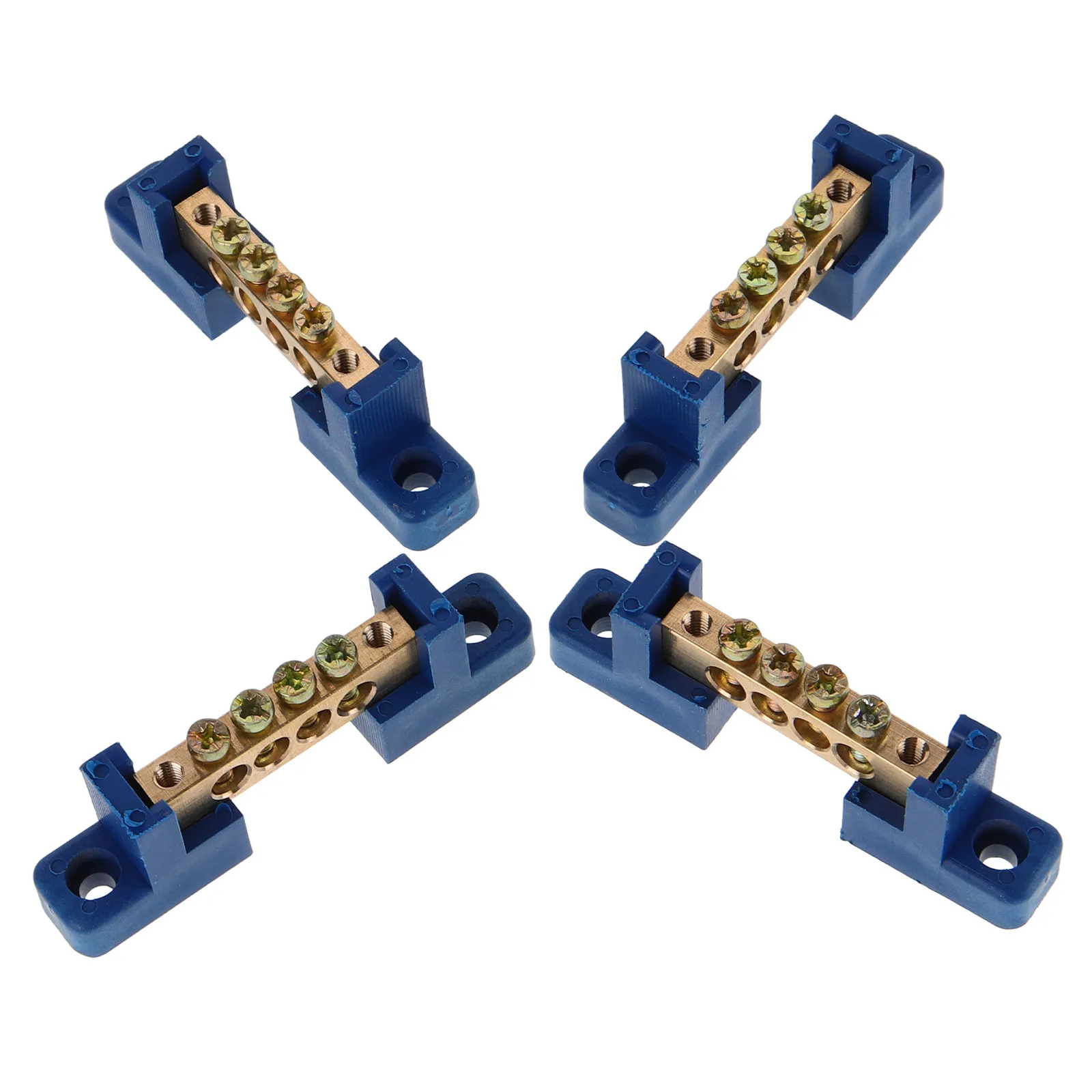 4Pcs Copper Terminal Bus Bars Heavy Duty Ground Bar Kit Electrical Distribution Block Terminal Positions Connector