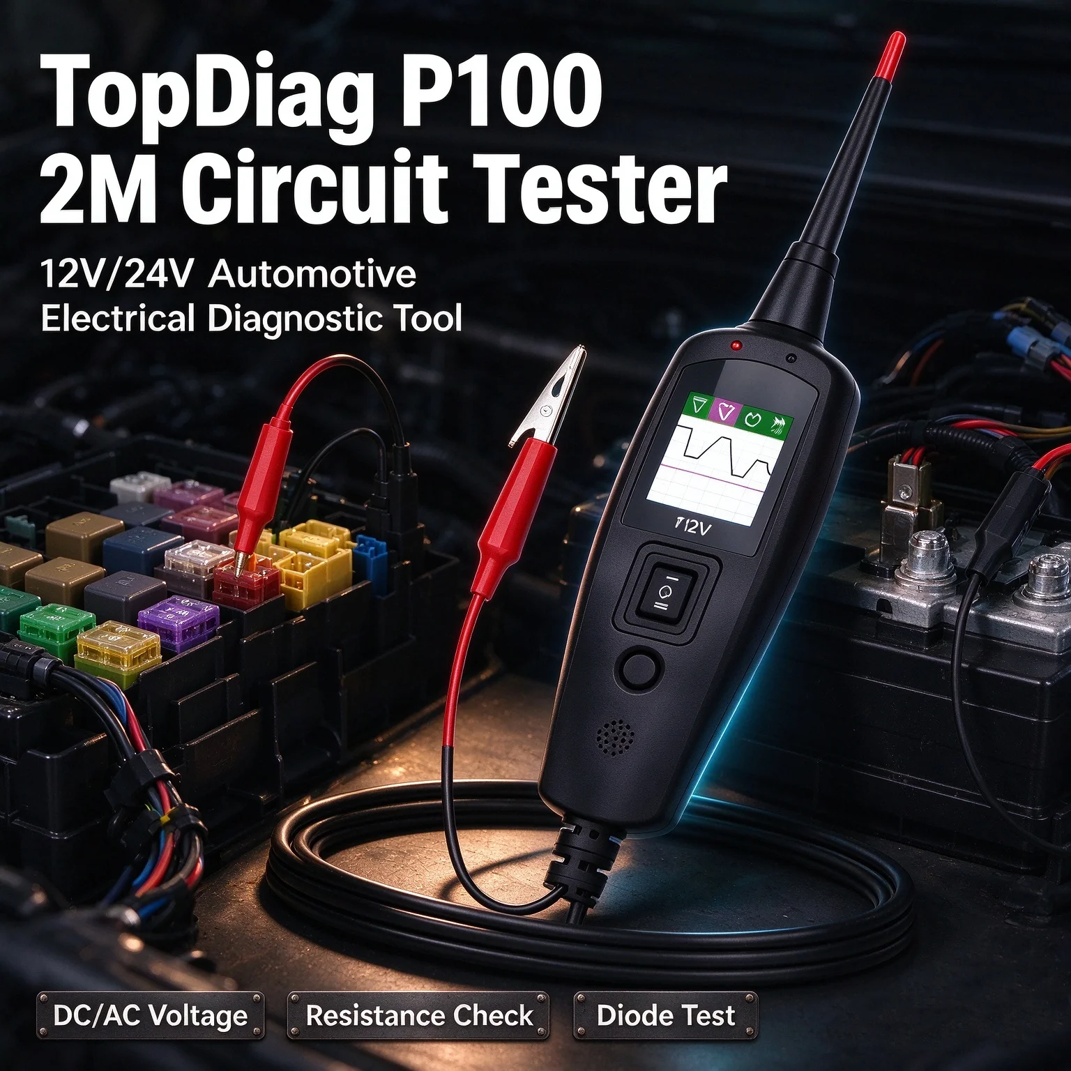 AC DC Voltage Test, Resistance, Diode Test, Component Activation, Overload Protection, Car Truck Repair Tool