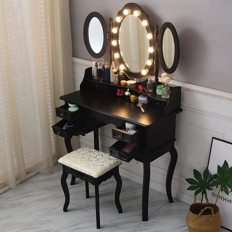 

Modern wood console table vanity mirror drawer table under mirror