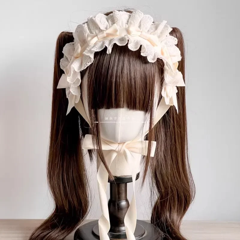Accessori per capelli con nastro per ragazza, fascia per capelli Lolita in cotone multicolore originale fatta a mano