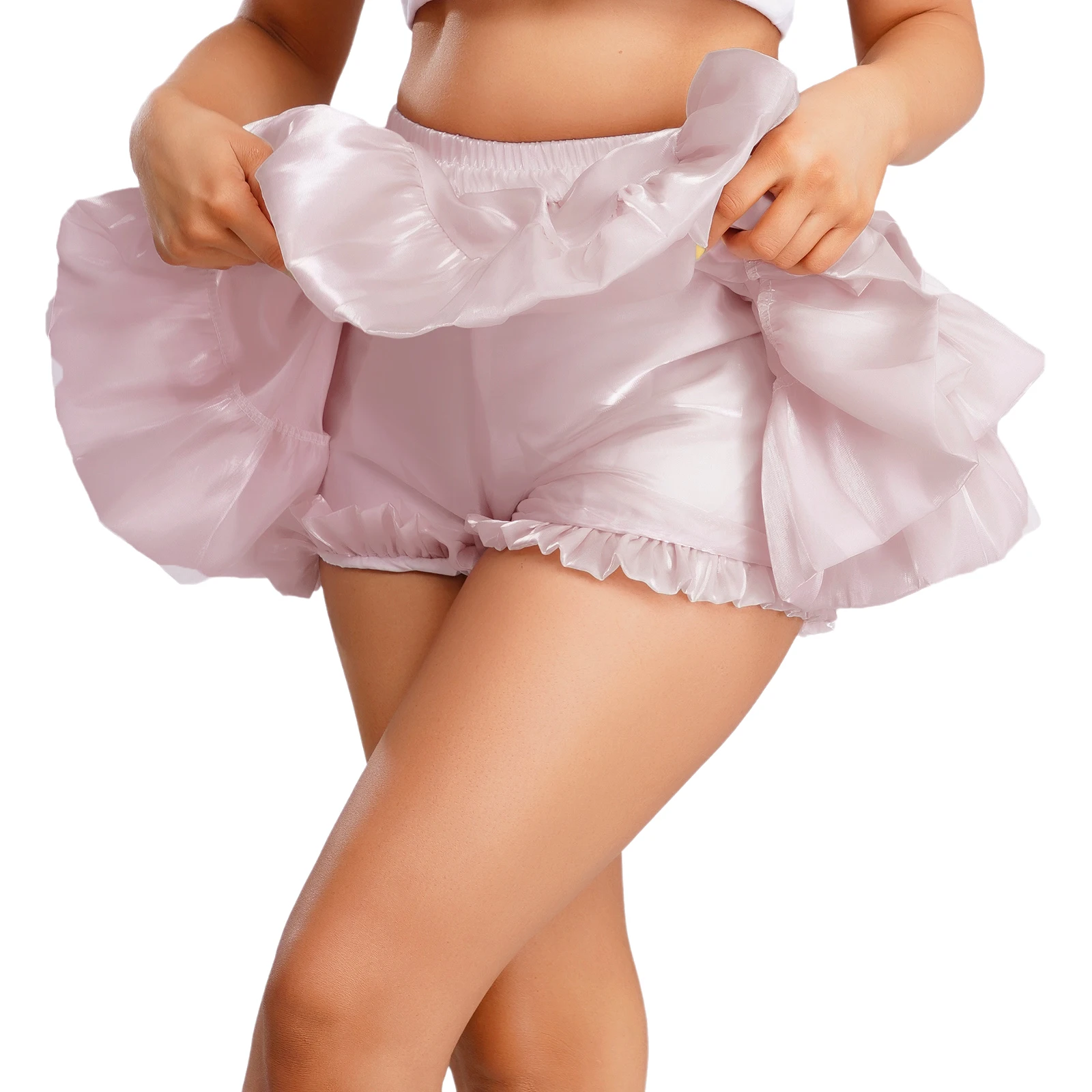 

Женские атласные многоярусные юбки с высокой талией, радужные брюки-кюлоты Лолиты под шортами, пышные юбки Y2K, аниме, готический костюм эпохи Возрождения