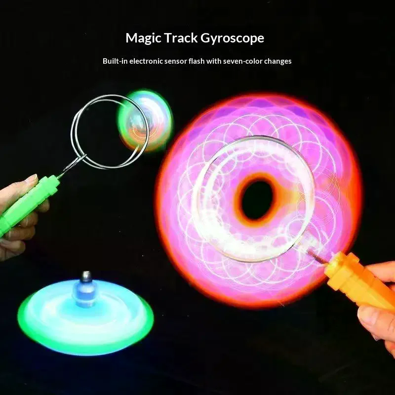 1 Set LED Magnetic Orbit Gyroscope Toy, Magic Spinning Top with Rail for Kids Gift