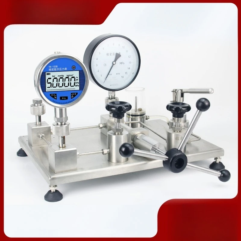 Manual source Liquid pressure source Pressure gauge Laboratory calibration Benchtop water pressure pump