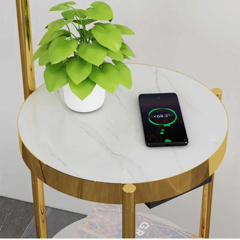 Wireless Charging Function Living Room Led Floor Lamps Glass Shelf Design Standing Light Bedroom Bedside Lights Home Deco