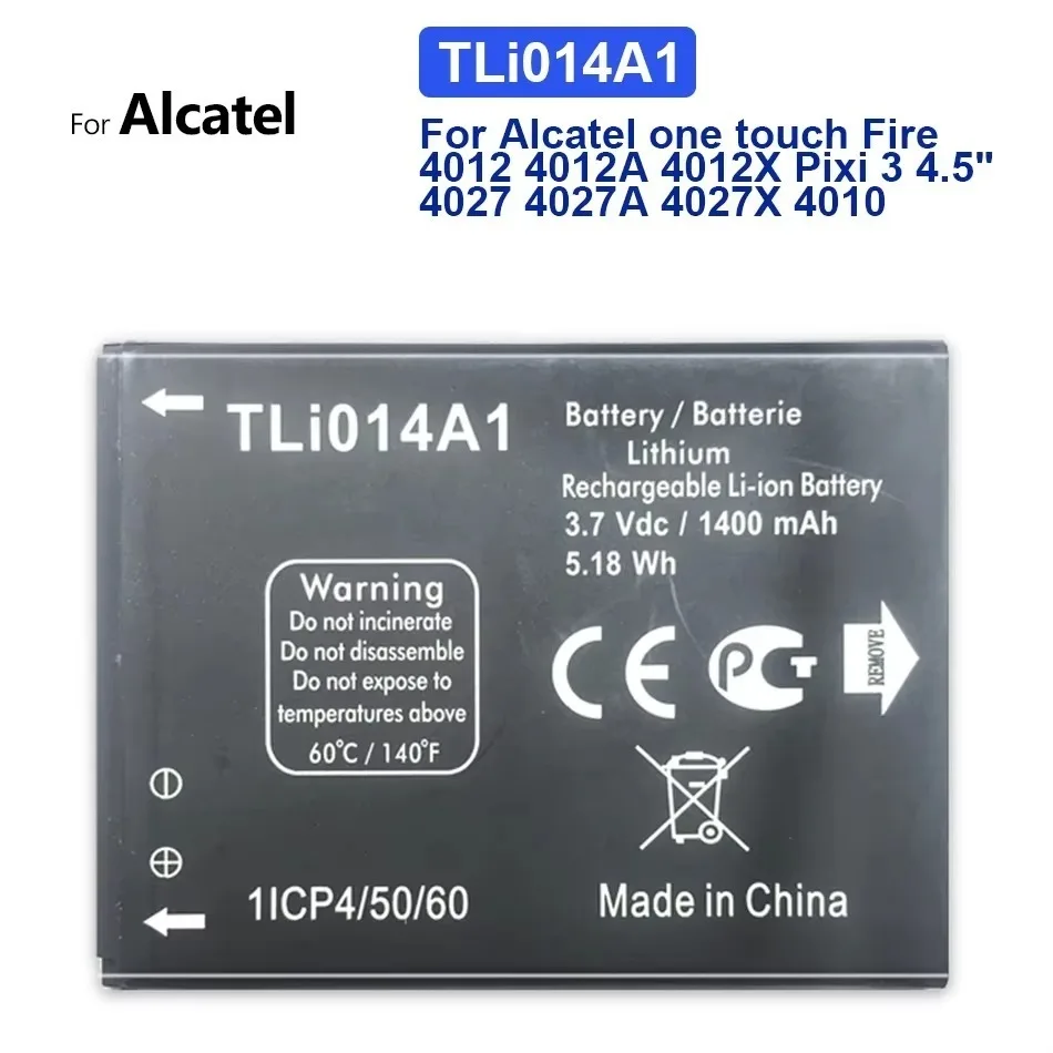 Bateria de substituição 1300mah tli014a1 cab31p0000c1 para alcatel one touch 4033d 4032d pop c3 pixi 4007d by71 smartphone