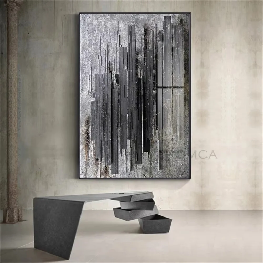 

Abstract Black Grey Canvas Paintings Luxury Retro Art Print Wall Pictures Minimalist Poster for Living Room Modern Decoration