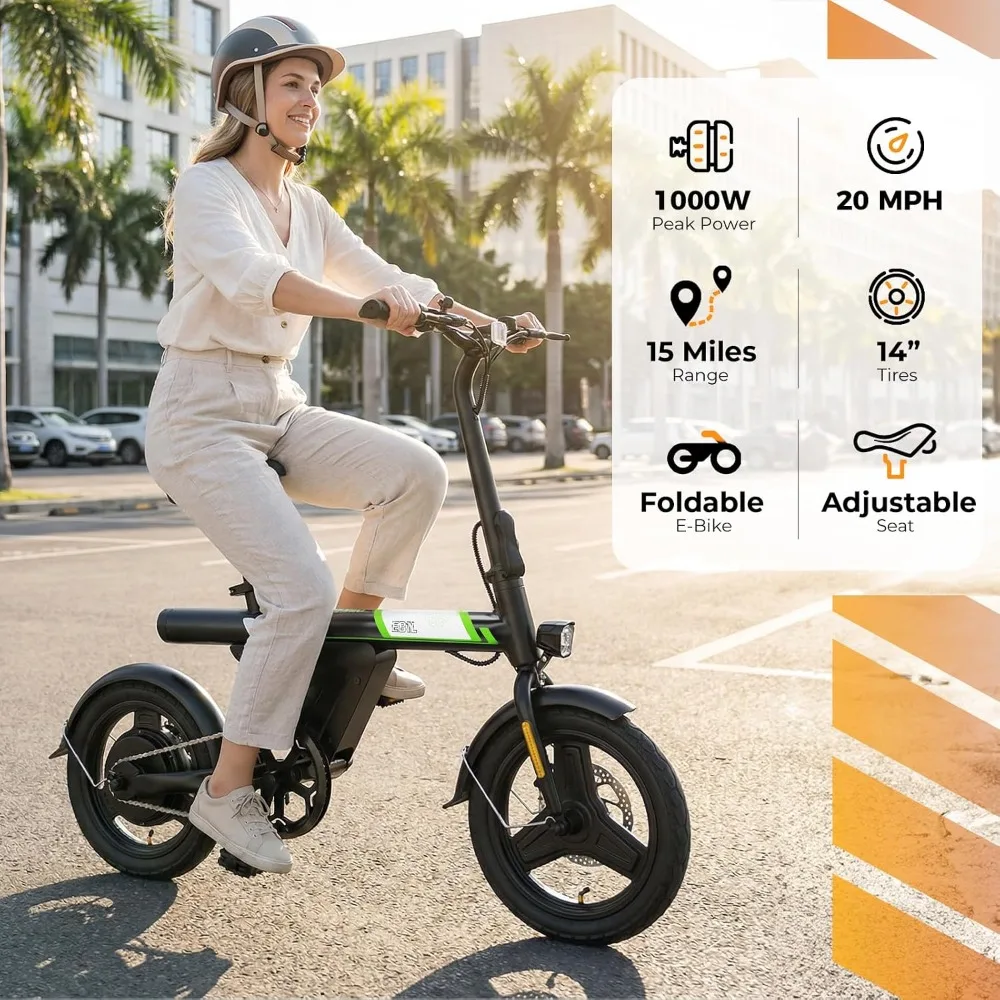Adult Electric Bike, 1000W&1500W Peak Motor, 26" Ebike & 14" Foldable E-Bike, 55/70/80 Miles Range, 36V Battery, Custom