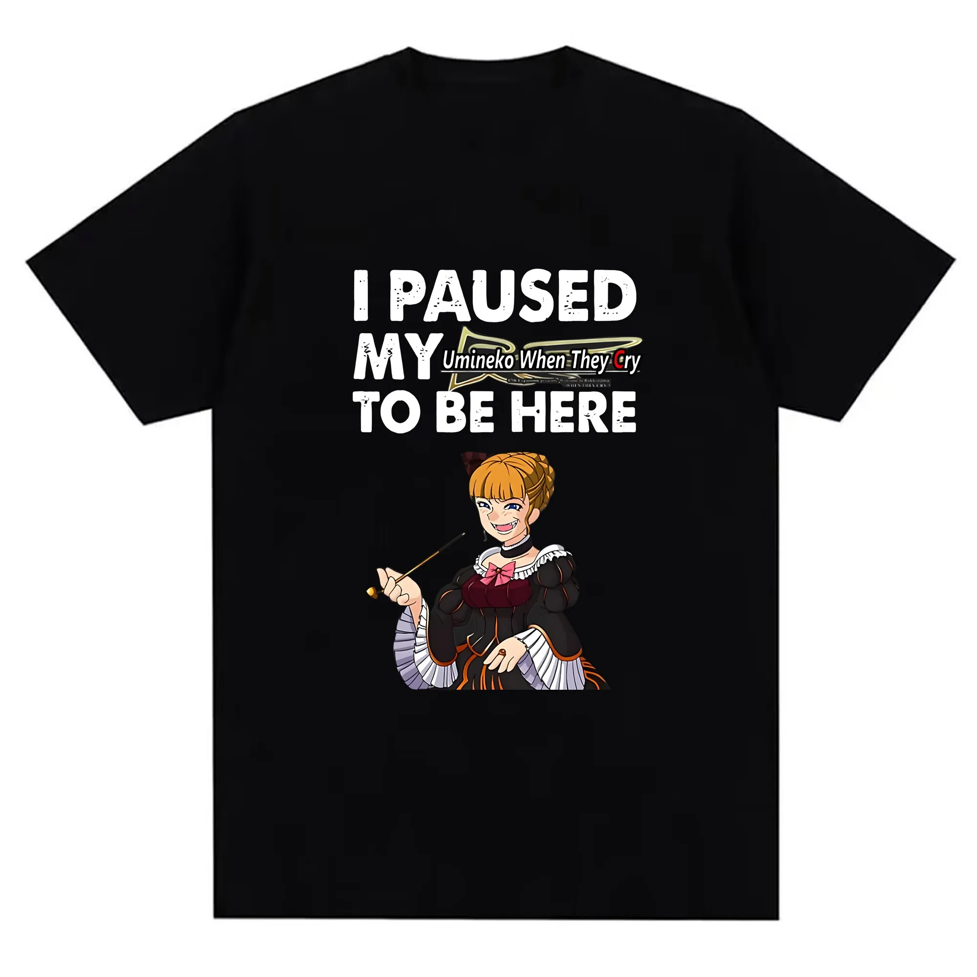 جديد وصول أزياء أنيمي طباعة قصيرة الأكمام تي شيرت الرجال القطن الخالص تنفس مريحة عارضة ارتداء اليومي فتاة مع قبعة العصا #3