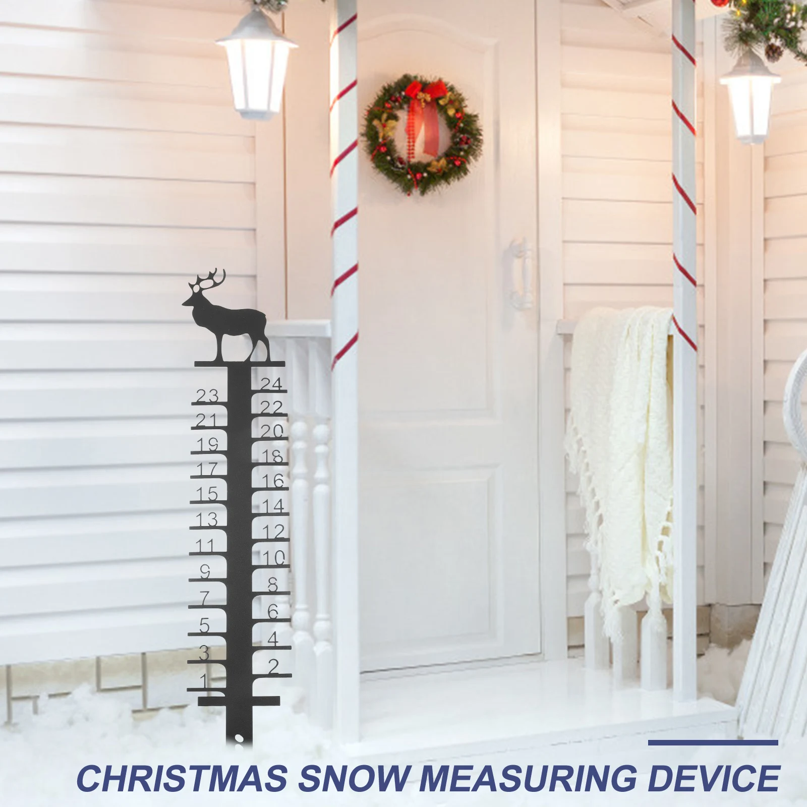 

Xmas Gauge Christmas Metal Measuring Device Outdoor Garden Decoration Ground Insert Winter Ruler Anti-Glare Coating Sturdy Yard