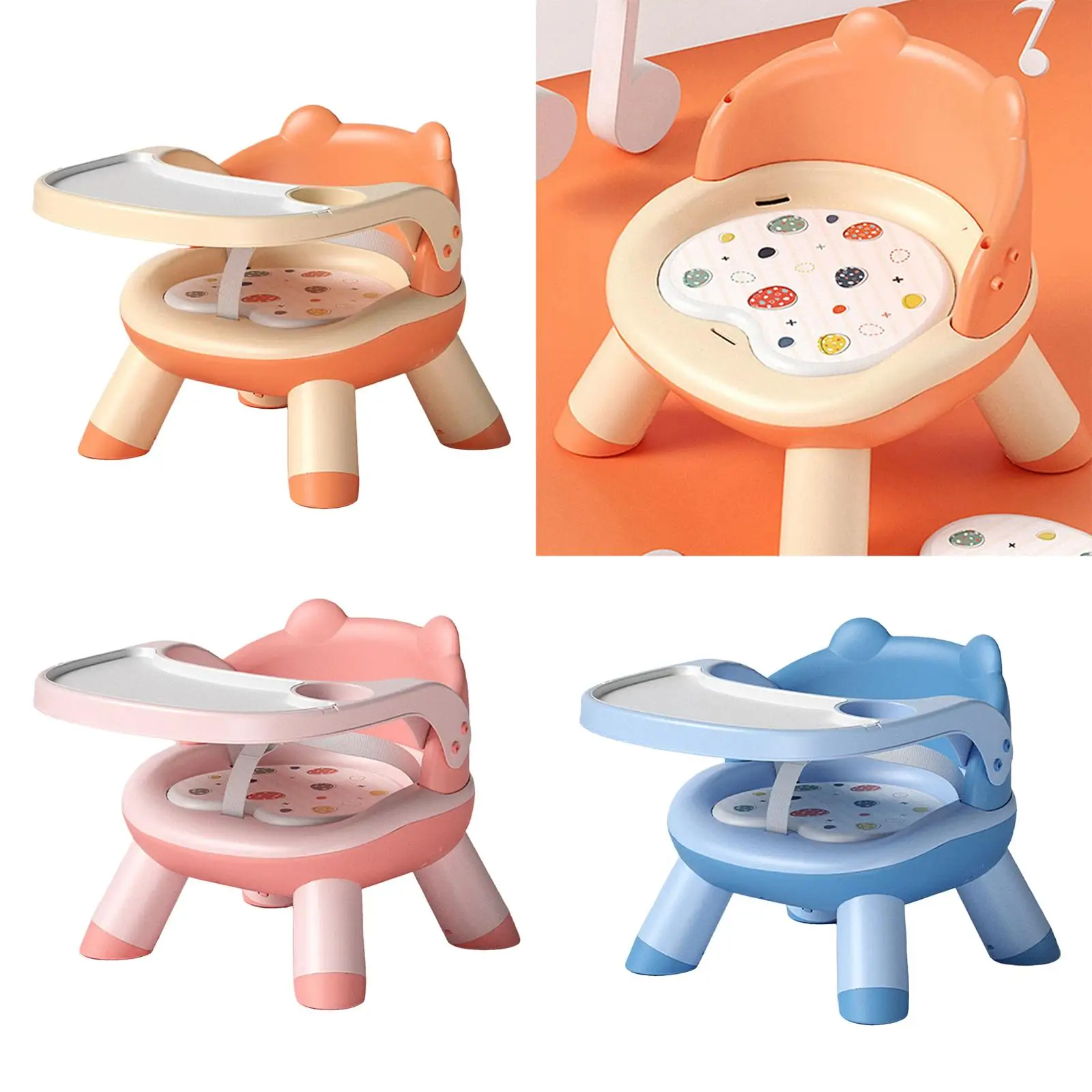 Baby Dining Chair with Whistle Sound, Removable Tray Seat Feeding Chair Toddler Dining and Feeding Seat