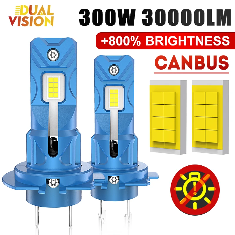 

Светодиодные лампы для автомобильных фар H7 300W, Canbus без ошибок, мини-размер, 6000K, 12V, высокая мощность, 30000LM, CSP, 1:1 мини-размер, Plug and Play