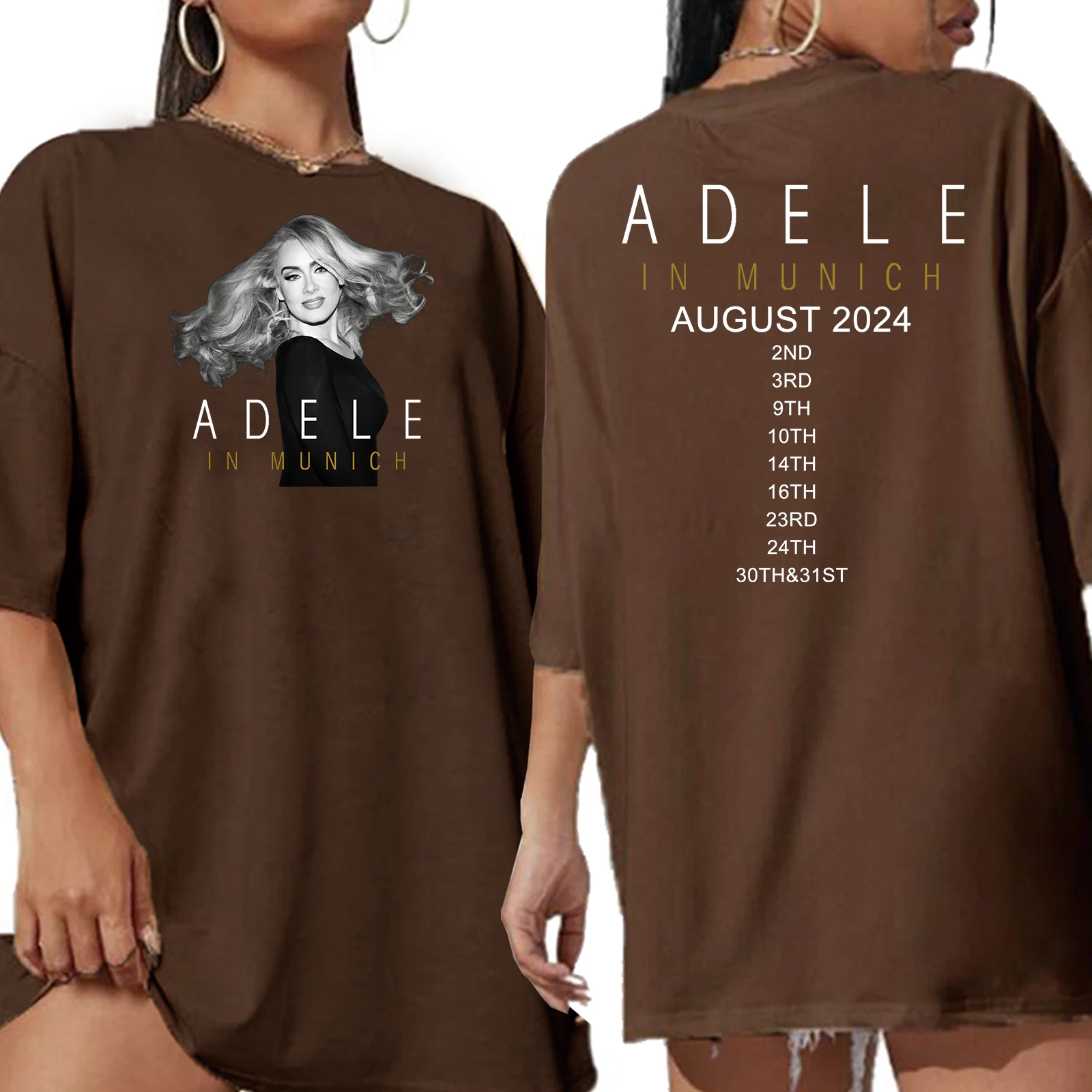 Adele a monaco Tour 2024 agosto t-shirt Extra Large o-collo manica corta moda camicie Oversize